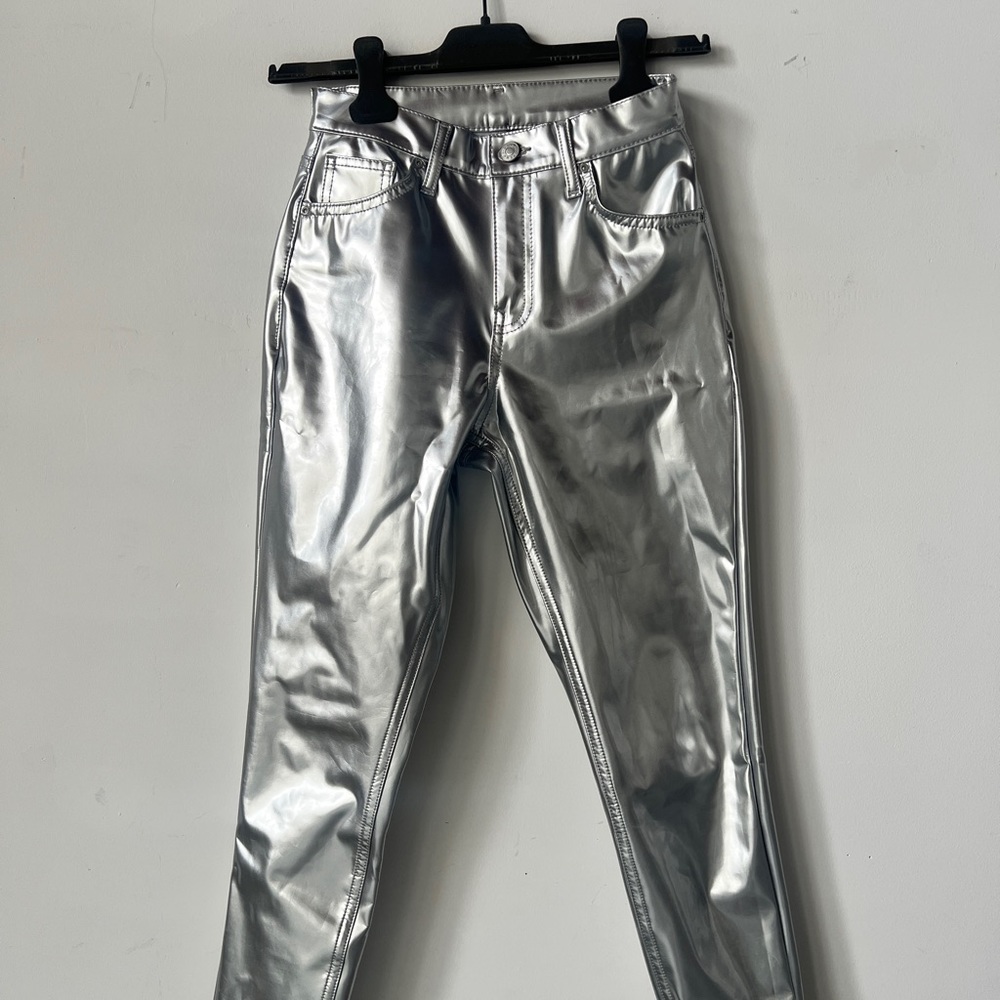TOPSHOP Jamie - Silver Metallic Pant